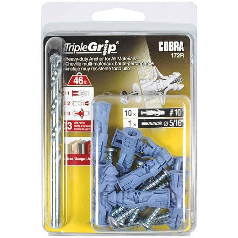 10 Pack #10 Plastic Anchors, with Screws and Bit